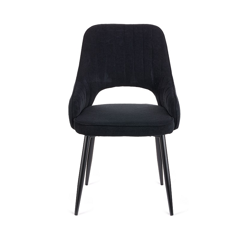 Καρέκλα Tiate μαύρο μπουκλέ ύφασμα-πόδι μαύρο μέταλλο 47x51x83