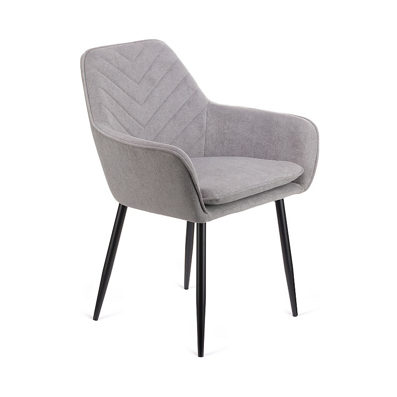 Πολυθρόνα Mari γκρι υφασμα με πόδι μετάλλου σε μαύρη απόχρωση 48x43x87