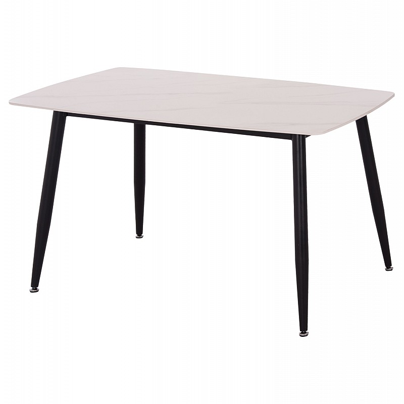 Τραπέζι Rav λευκό μαρμάρου sintered stone-μαύρο μέταλλο 120x70x75 Τραπέζι Rav λευκό μαρμάρου sintered stone-μαύρο μέταλλο 120x70x75