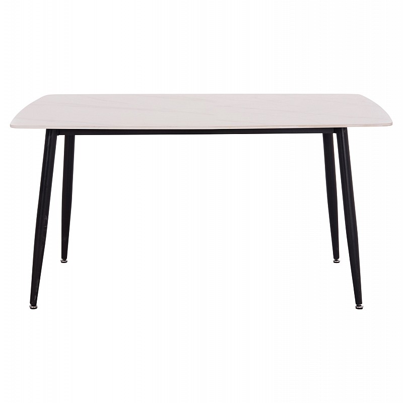 Τραπέζι Rav λευκό μαρμάρου sintered stone-μαύρο μέταλλο 140x80x75 Τραπέζι Rav λευκό μαρμάρου sintered stone-μαύρο μέταλλο 140x80x75