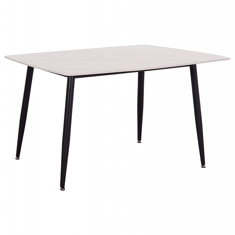 Τραπέζι Rav λευκό μαρμάρου sintered stone-μαύρο μέταλλο 140x80x75 Τραπέζι Rav λευκό μαρμάρου sintered stone-μαύρο μέταλλο 140x80x75