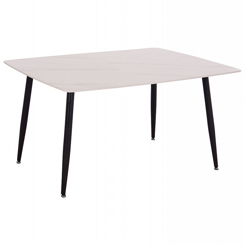 Τραπέζι Rav λευκό μαρμάρου sintered stone-μαύρο μέταλλο 140x80x75 Τραπέζι Rav λευκό μαρμάρου sintered stone-μαύρο μέταλλο 140x80x75