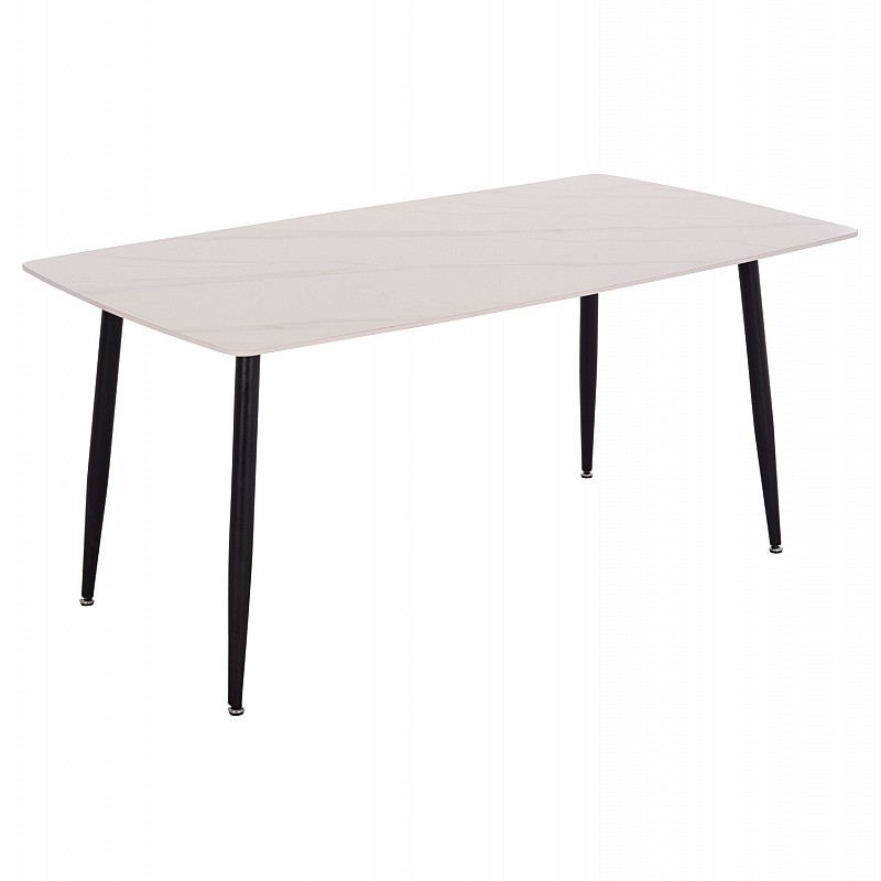Τραπέζι Rav λευκό μαρμάρου sintered stone-μαύρο μέταλλο 160x90x75 Τραπέζι Rav λευκό μαρμάρου sintered stone-μαύρο μέταλλο 160x90x75