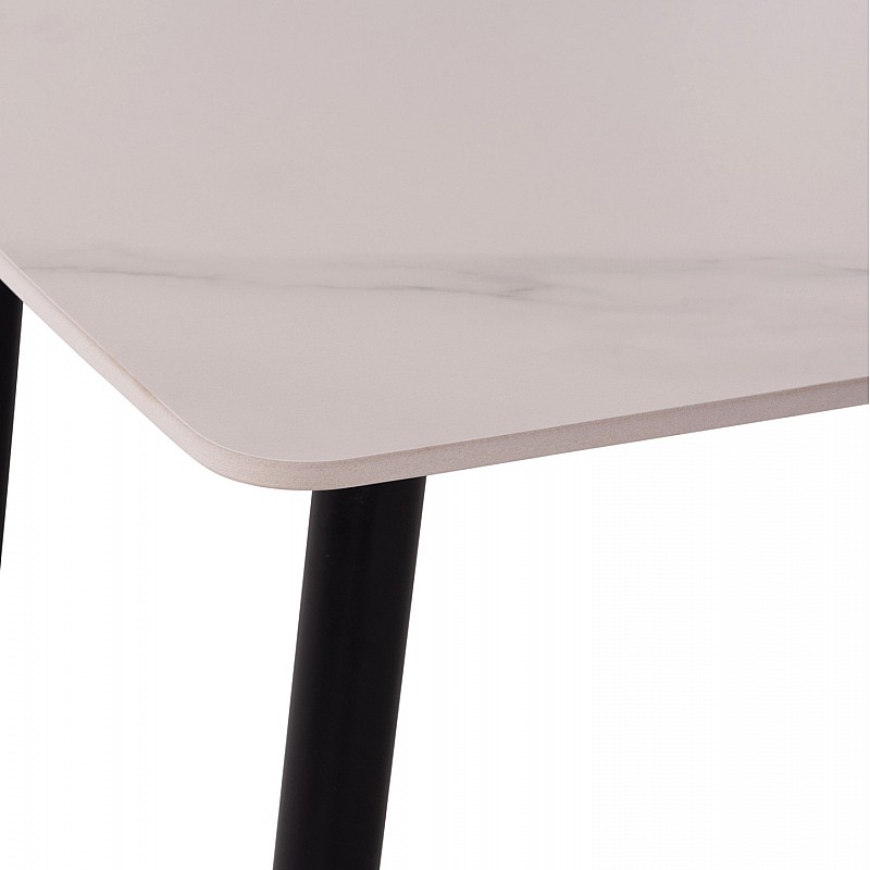 Τραπέζι Rav λευκό μαρμάρου sintered stone-μαύρο μέταλλο 160x90x75 Τραπέζι Rav λευκό μαρμάρου sintered stone-μαύρο μέταλλο 160x90x75