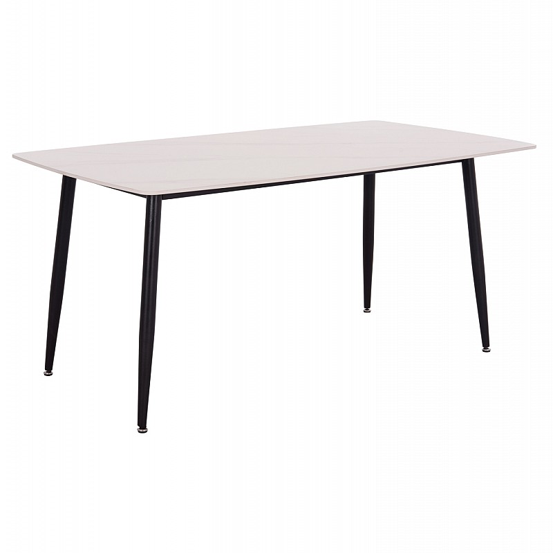 Τραπέζι Rav λευκό μαρμάρου sintered stone-μαύρο μέταλλο 160x90x75 Τραπέζι Rav λευκό μαρμάρου sintered stone-μαύρο μέταλλο 160x90x75