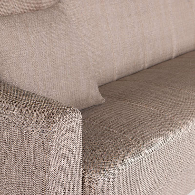 Καναπές-κρεβάτι με αποθηκευτικό χώρο τριθέσιος Milos μπεζ-καφε ύφασμα 210x78x85