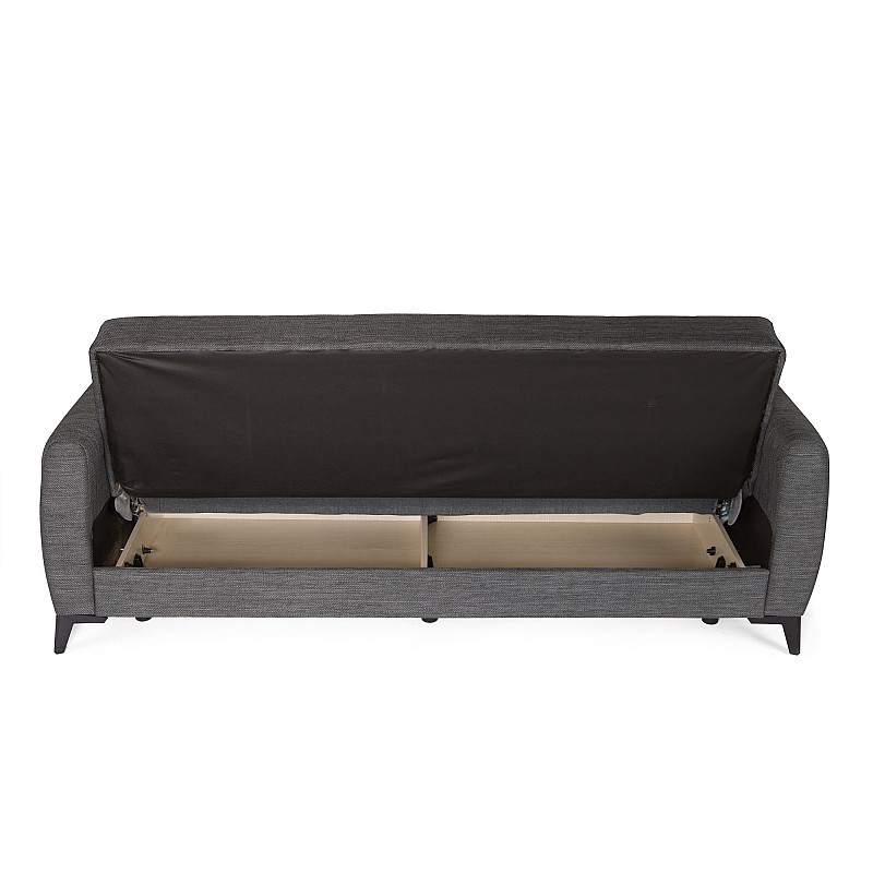 Καναπές-κρεβάτι με αποθηκευτικό χώρο διθέσιος Milos γκρι ύφασμα 148x78x85