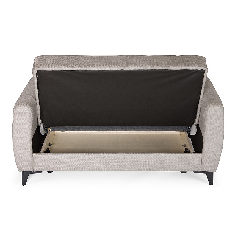 Καναπές-κρεβάτι με αποθηκευτικό χώρο διθέσιος Milos μπεζ-γκρι ύφασμα 148x78x85
