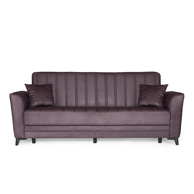 Καναπές-κρεβάτι με αποθηκευτικό χώρο τριθέσιος Anna γκρι σκούρο ύφασμα 227x85x97