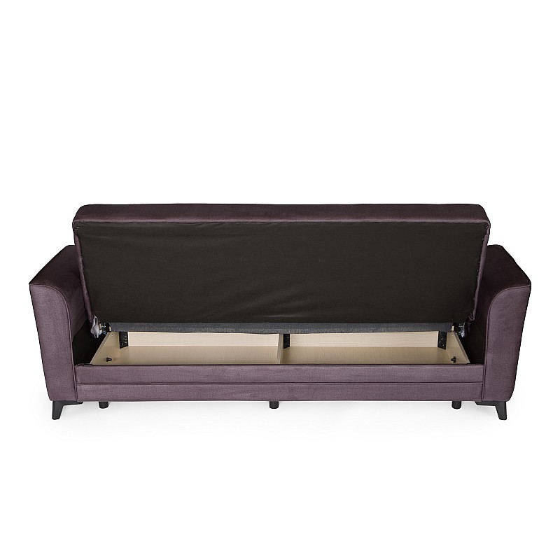 Καναπές-κρεβάτι με αποθηκευτικό χώρο τριθέσιος Anna γκρι σκούρο ύφασμα 227x85x97