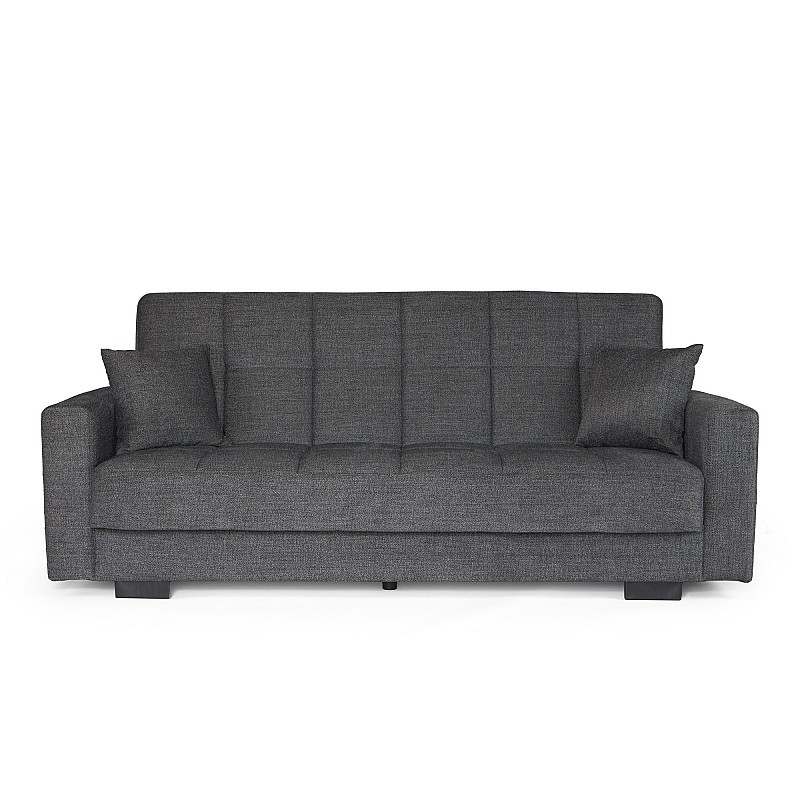 Καναπές-κρεβάτι Ferren με αποθηκευτικό χώρο τριθέσιος βαρέως τύπου γκρι σκούρο ύφασμα 223x85x97