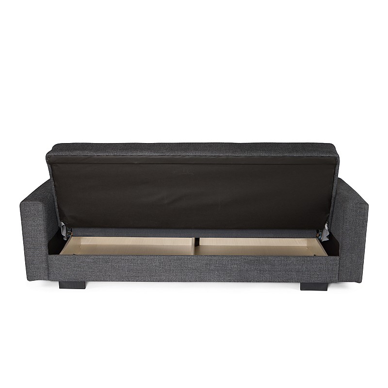 Καναπές-κρεβάτι Ferren με αποθηκευτικό χώρο τριθέσιος βαρέως τύπου γκρι σκούρο ύφασμα 223x85x97