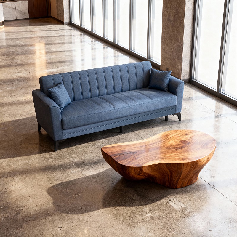 Καναπές-κρεβάτι με αποθηκευτικό χώρο τριθέσιος Anna γκρι-μπλε ύφασμα 227x85x97