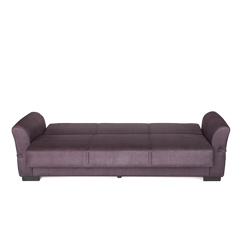 Καναπές-κρεβάτι με αποθηκευτικό χώρο τριθέσιος Flam γκρι ύφασμα 216x85x80