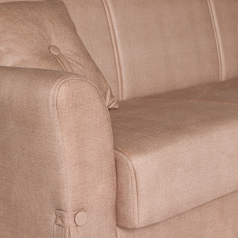 Καναπές-κρεβάτι με αποθηκευτικό χώρο τριθέσιος Flam μπεζ ύφασμα 216x85x80