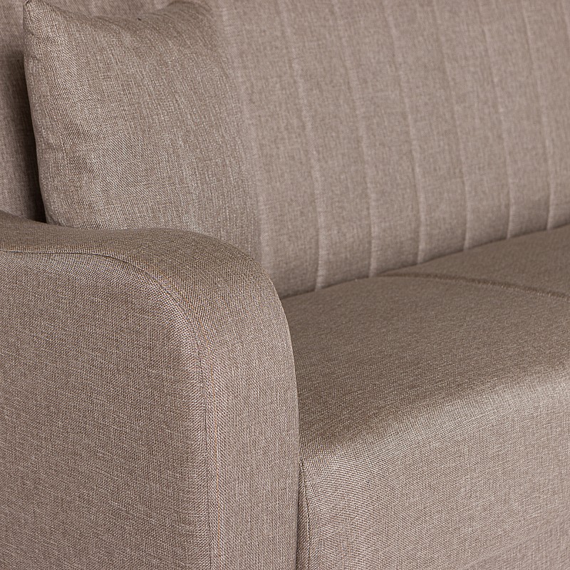 Καναπές-κρεβάτι με αποθηκευτικό χώρο τριθέσιος Rudy καφέ-μπεζ ύφασμα 204x78x85