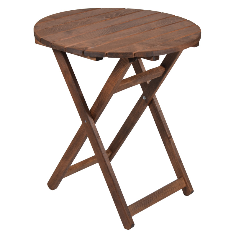 Τραπέζι πτυσσόμενο SUNSET από μασίφ ξύλο οξιάς σε χρώμα καρυδί εμποτισμού Φ60x76