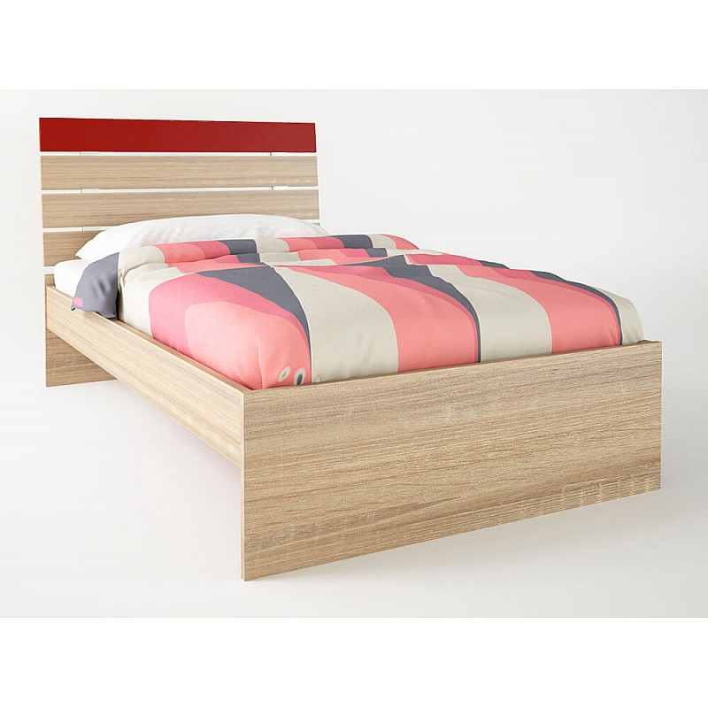 Παιδικό κρεβάτι "ΝΟΤΑ" ημίδιπλο σε χρώμα δρυς-κόκκινο 110x190