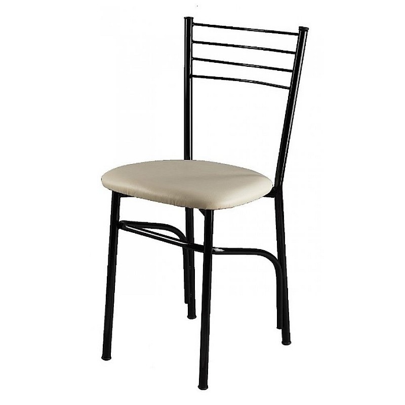 Καρέκλα μεταλλική με πάτο δερματίνης σε χρώμα λευκό