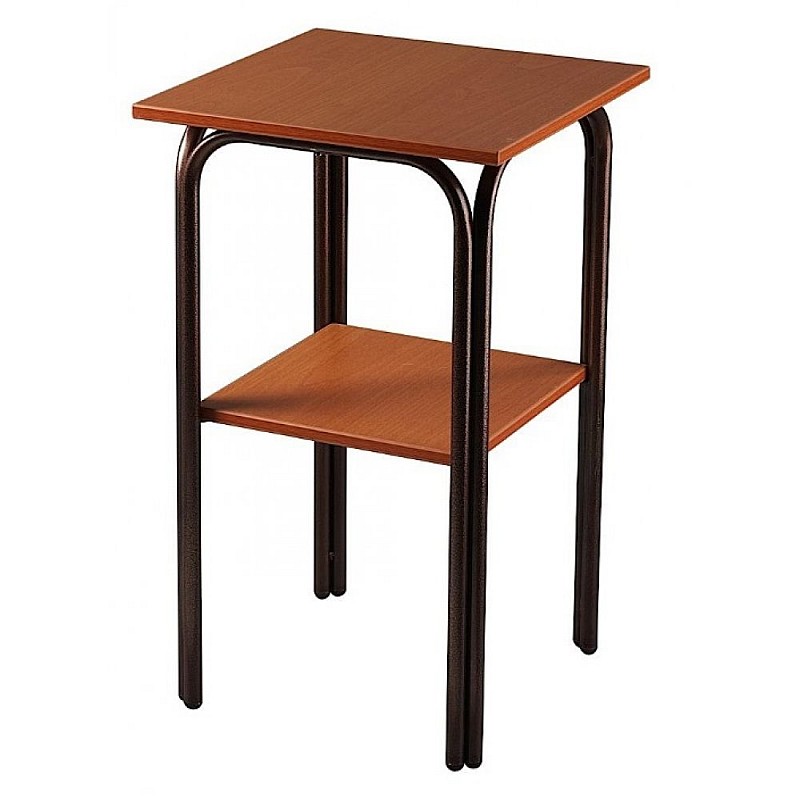Τραπέζι βοηθητικό δίπατο μεταλλικό σε χρώμα καφέ 42x42x74