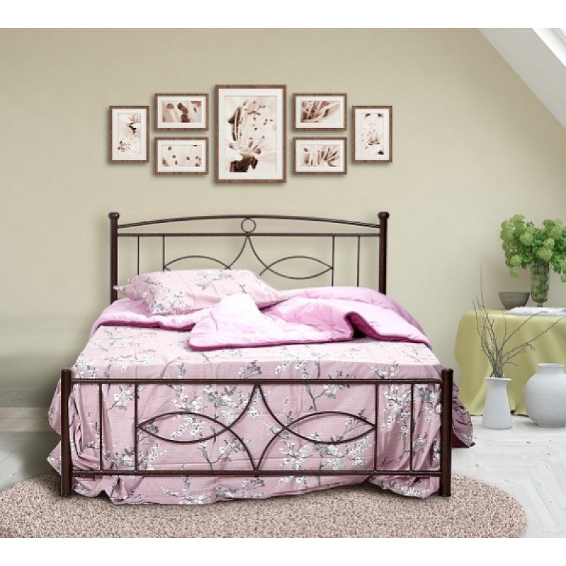 Κρεβάτι "ΡΟΜΒΟΣ" μονό μεταλλικό σε χρώμα σκουριά 90x190