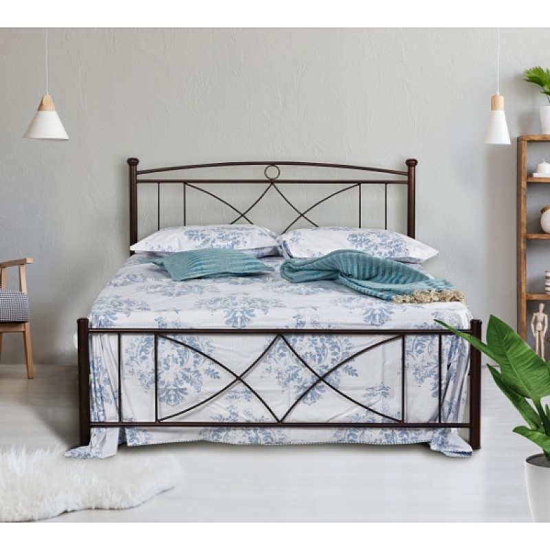 Κρεβάτι "ΡΟΜΒΟΣ NEW" μονό μεταλλικό σε χρώμα σκουριά 90x190