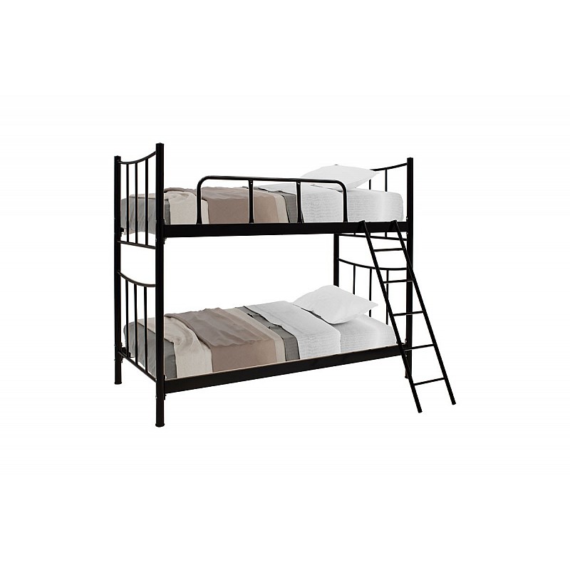 Κρεβάτι-κουκέτα "JUNGLE" μεταλλική σε χρώμα μαύρο gloss 90x190