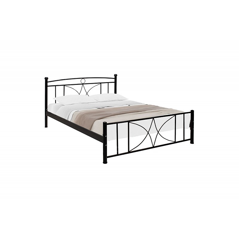 Κρεβάτι "NIGHT"  διπλό από μέταλλο σε μαύρο gloss χρώμα 150x200