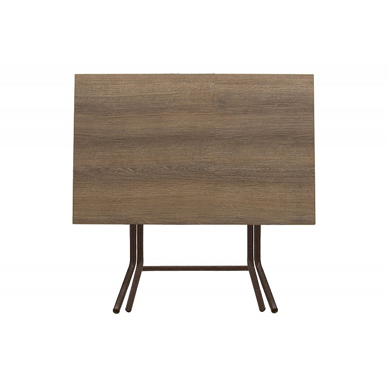 Τραπέζι πτυσσόμενο "CLACK" από μέταλλο σε σταχτύ-καφέ σφυρήλατο χρώμα 100x60x75