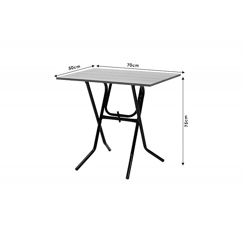 Τραπέζι πτυσσόμενο "CLACK" από μέταλλο σε σταχτύ-καφέ σφυρήλατο χρώμα 70x50x75