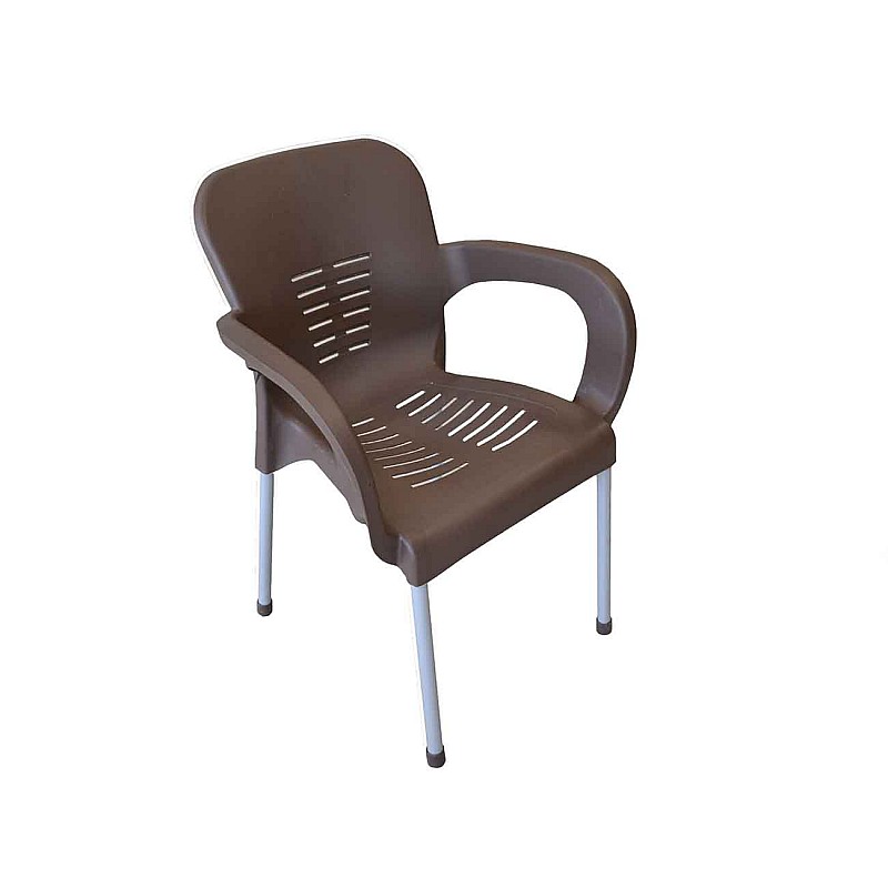 Πολυθρόνα εξωτερικού χώρου από αλουμίνιο/πλαστικό σε καφέ χρώμα 60x50x80