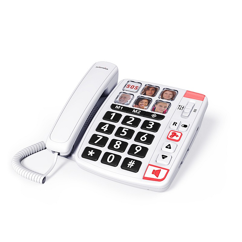 Ενσυρματο  τηλέφωνο για ηλικιωμένους με ανοιχτή ακρόαση SWISSVOICE XTRA 1110U λευκό
