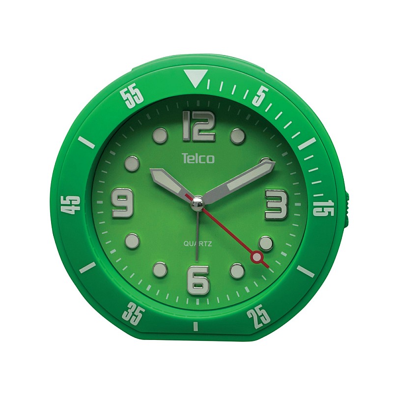 Αθόρυβο αναλογικό ρολόι με rubber Πράσινο 2809