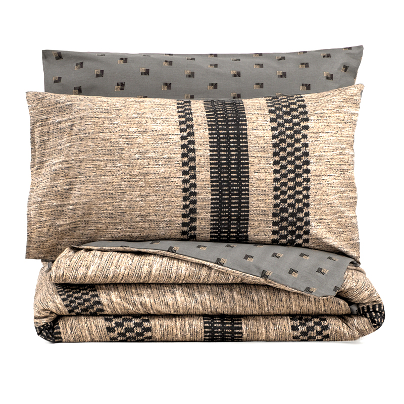 Σετ παπλωματοθήκη Arlo Cotton Box 3 τμχ Μονή (160x220) χρώμα καφέ - γκρι Σετ παπλωματοθήκη Arlo Cotton Box 3 τμχ Μονή (160x220) χρώμα καφέ - γκρι