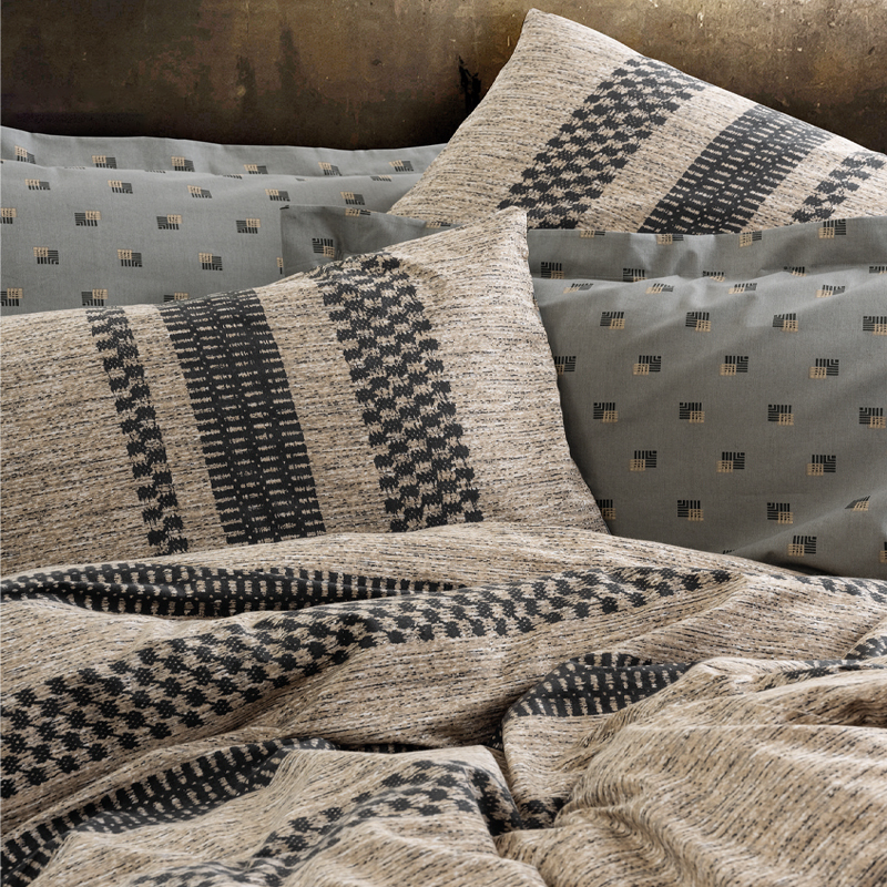 Σετ παπλωματοθήκη Arlo Cotton Box 4 τμχ Διπλή (200x220) χρώμα καφέ - γκρι