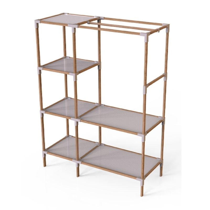 Ντουλάπα ρούχων ανοιχτή - Έπιπλο εισόδου ξύλινο - πλαστικό χρώμα φυσικό - μπεζ 117x47x155εκ.