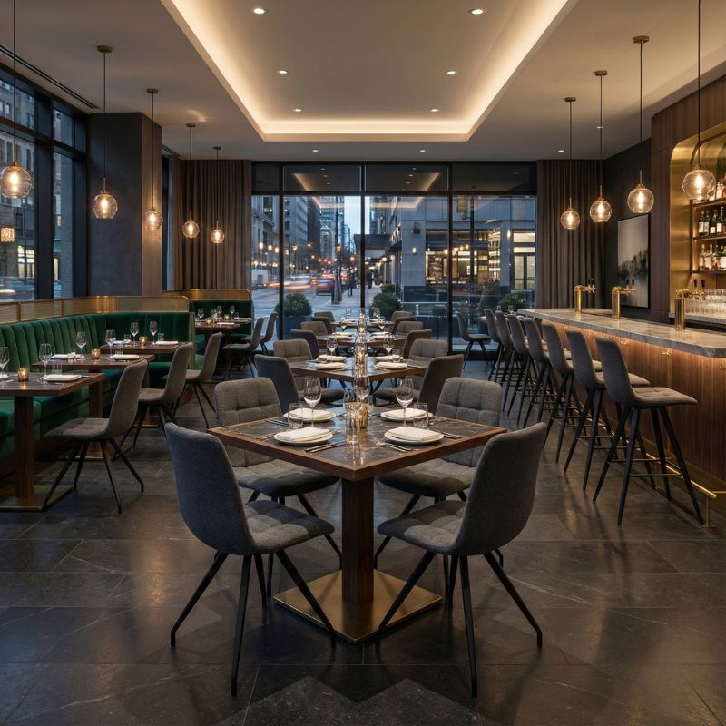 Καρέκλα τραπεζαρίας Bianca Megapap γκρι ύφασμα - μεταλλικό μαύρο πόδι 43x56x84εκ.