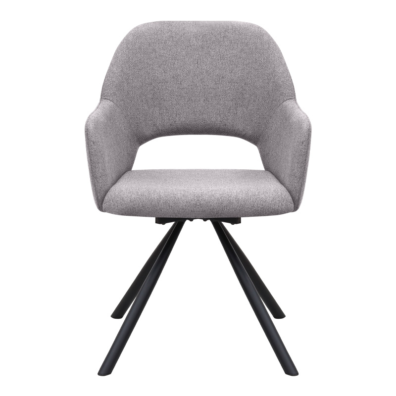 Πολυθρόνα τραπεζαρίας Gabriel Megapap μπεζ ύφασμα - μεταλλικό μαύρο πόδι 58x60x85εκ.