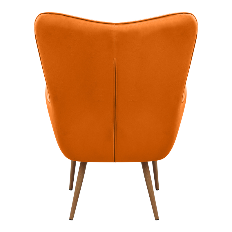 Πολυθρόνα - Μπερζέρα με υποπόδιο Lily Megapap κροκί βελούδο - μεταλλικό πόδι χρώμα φυσικό 70x62x98εκ.