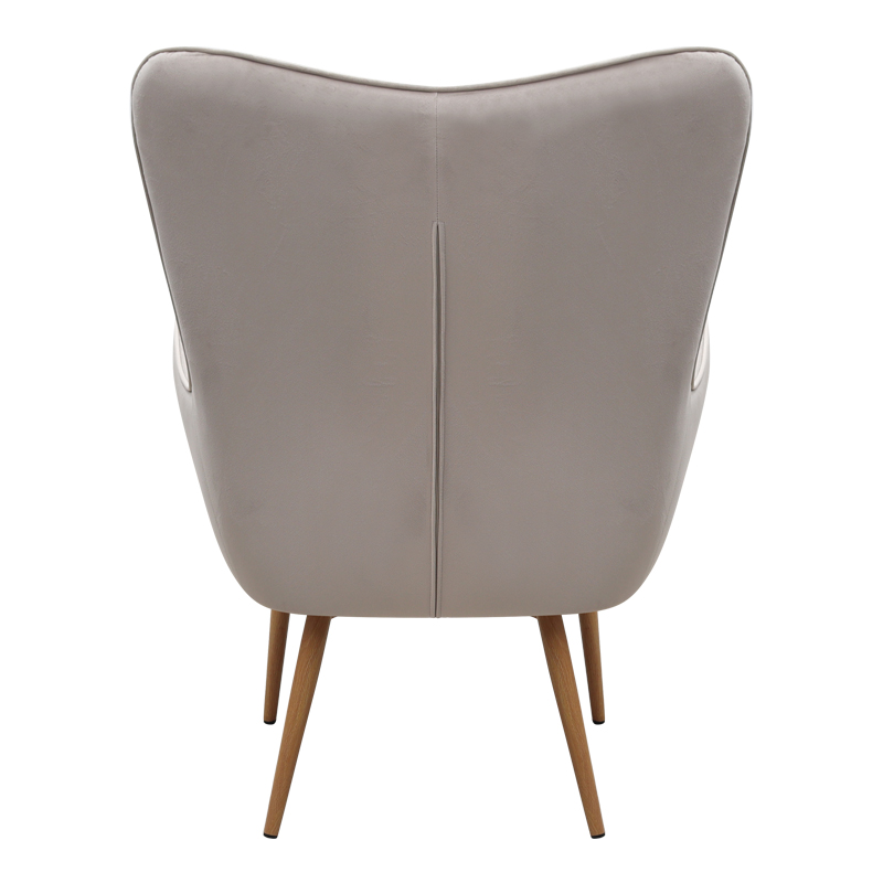 Πολυθρόνα - Μπερζέρα με υποπόδιο Lily Megapap μπεζ βελούδο - μεταλλικό πόδι χρώμα φυσικό 70x62x98εκ.