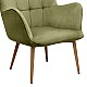 Πολυθρόνα - Μπερζέρα με υποπόδιο Lily Megapap λαδί βελούδο - μεταλλικό πόδι χρώμα φυσικό 70x62x98εκ.
