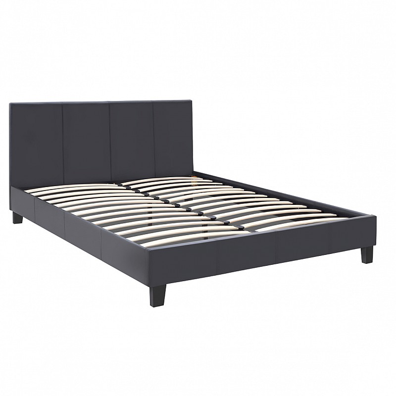 Κρεβάτι Flat Megapap από τεχνόδερμα χρώμα μαύρο ματ 150x200εκ. Κρεβάτι Flat Megapap από τεχνόδερμα χρώμα μαύρο ματ 150x200εκ.