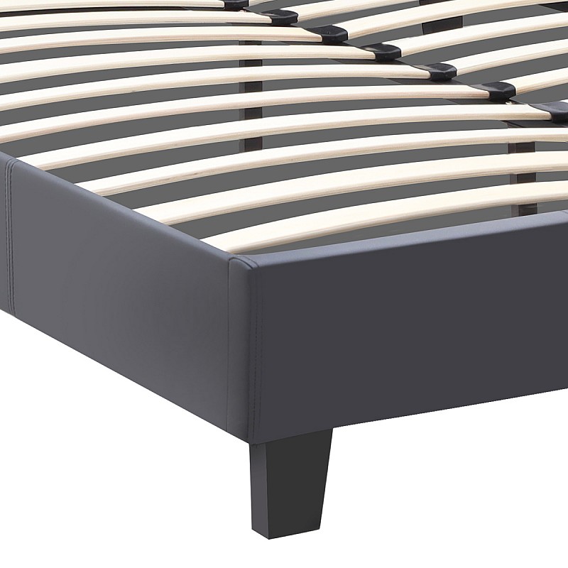 Κρεβάτι Flat Megapap από τεχνόδερμα χρώμα μαύρο ματ 140x190εκ. Κρεβάτι Flat Megapap από τεχνόδερμα χρώμα μαύρο ματ 140x190εκ.