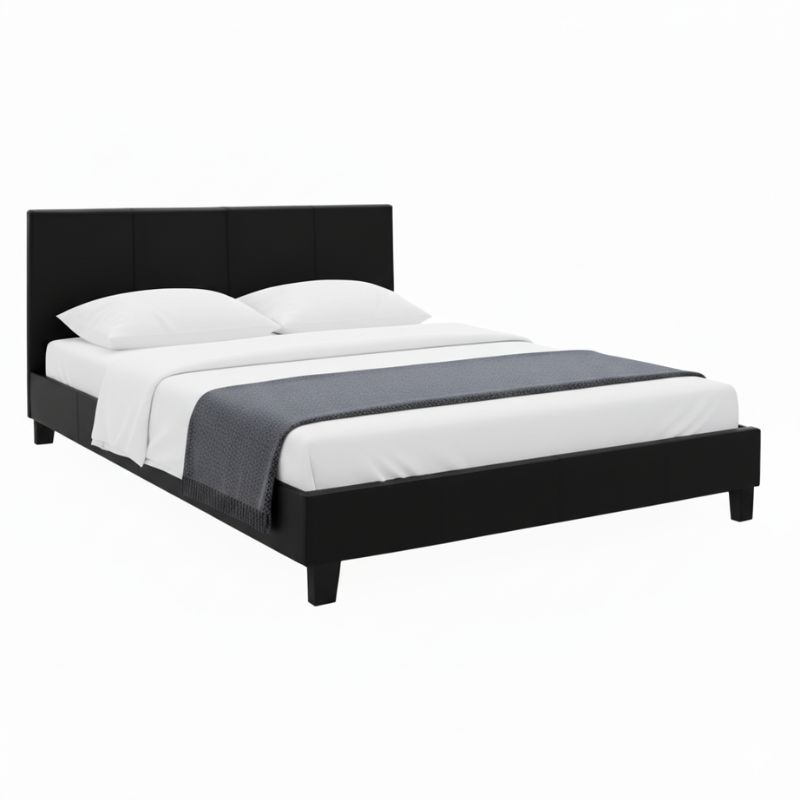 Κρεβάτι Flat Megapap από τεχνόδερμα χρώμα μαύρο ματ 140x190εκ. Κρεβάτι Flat Megapap από τεχνόδερμα χρώμα μαύρο ματ 140x190εκ.