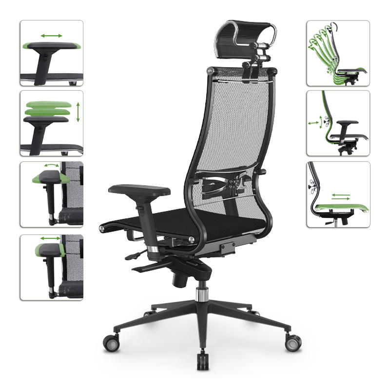 Καρέκλα γραφείου Samurai L2-9D Megapap εργονομική με ύφασμα TS Mesh χρώμα μαύρο 69x70x125/135εκ.