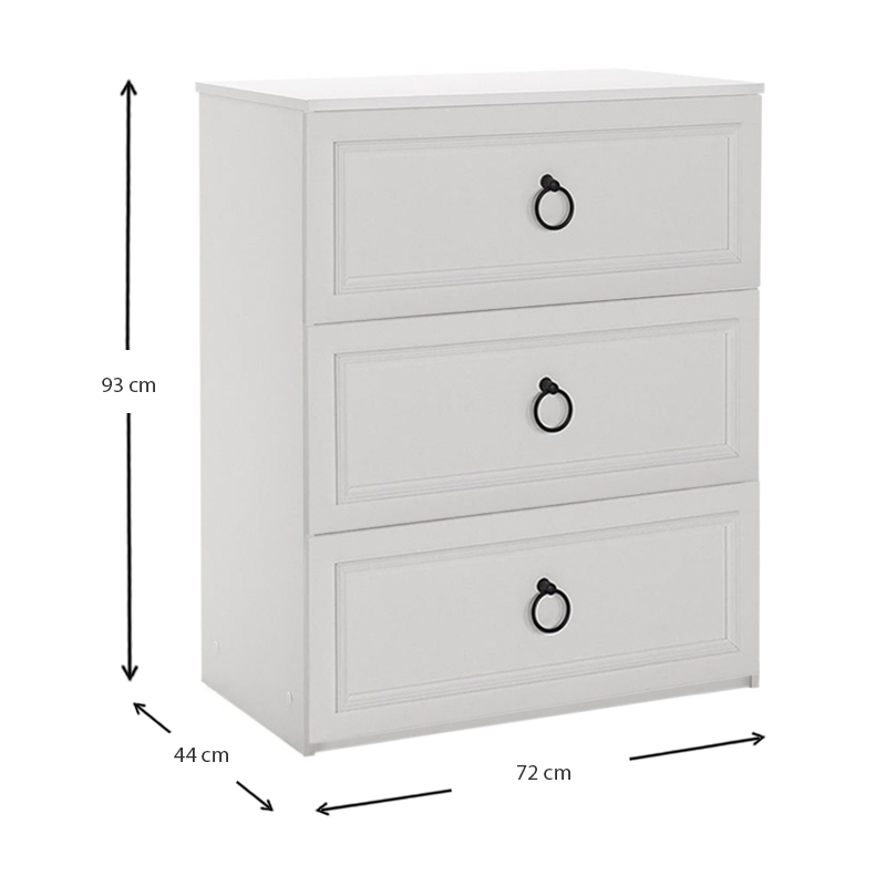 Συρταριέρα μελαμίνης Hampton Megapap χρώμα λευκό 72x44x93εκ. Συρταριέρα μελαμίνης Hampton Megapap χρώμα λευκό 72x44x93εκ.
