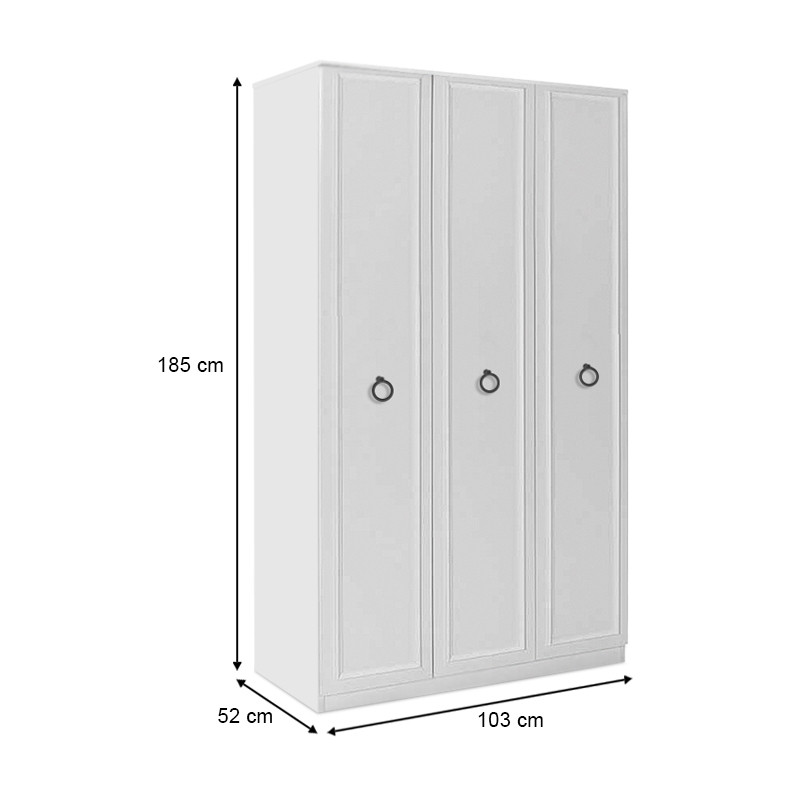 Ντουλάπα ρούχων Hampton Megapap τρίφυλλη χρώμα λευκό 103x52x185εκ. Ντουλάπα ρούχων Hampton Megapap τρίφυλλη χρώμα λευκό 103x52x185εκ.