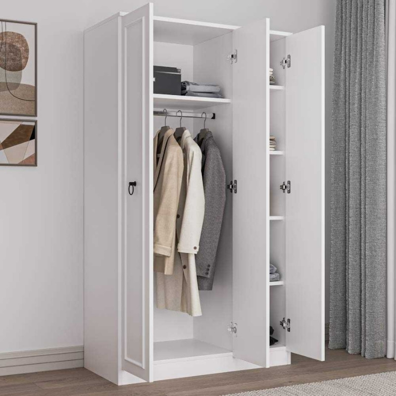 Ντουλάπα ρούχων Hampton Megapap τρίφυλλη χρώμα λευκό 103x52x185εκ. Ντουλάπα ρούχων Hampton Megapap τρίφυλλη χρώμα λευκό 103x52x185εκ.