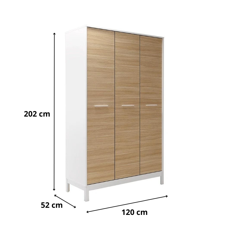 Ντουλάπα ρούχων London Megapap τρίφυλλη χρώμα oak - λευκό 120x52x202εκ. Ντουλάπα ρούχων London Megapap τρίφυλλη χρώμα oak - λευκό 120x52x202εκ.