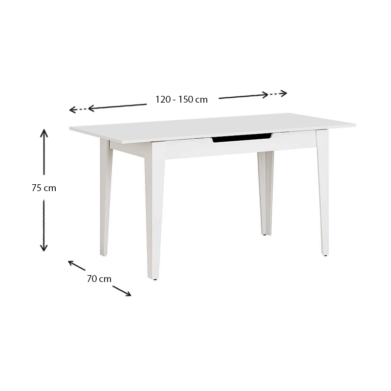 Τραπέζι Trendline Megapap επεκτεινόμενο χρώμα λευκό 120/150x70x75εκ. Τραπέζι Trendline Megapap επεκτεινόμενο χρώμα λευκό 120/150x70x75εκ.